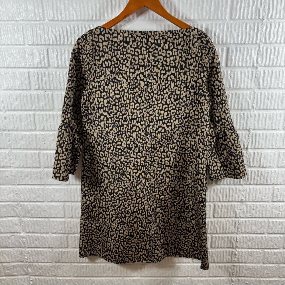 Lafayette 148 New York Boatneck Leopard Sheath Dress Bell Sleeves 8 NWT - Picture 2 of 4